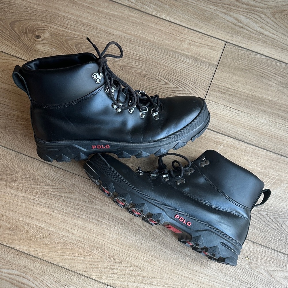 Polo by Ralph Lauren Men's Black Leather Hiking Boots